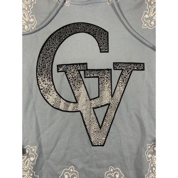 Avenue George V Paris Hoodie Light Blue Sweatshirt Rhinestone Men's Size Large - Picture 3 of 12